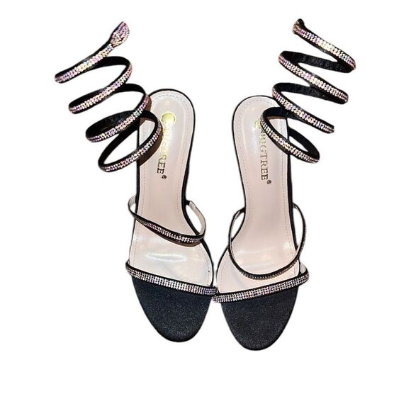 Bigtree Black Rhinestone Sandals Size 40 - Picture 1 of 6